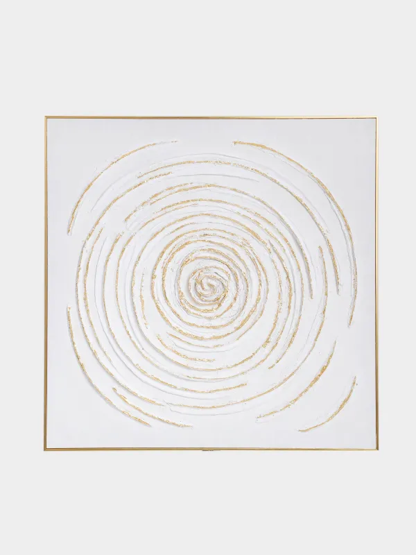 Картина в раме, 80х80 см, холст/фольга, бежево-золотистая, Круги, Abstract, image-0