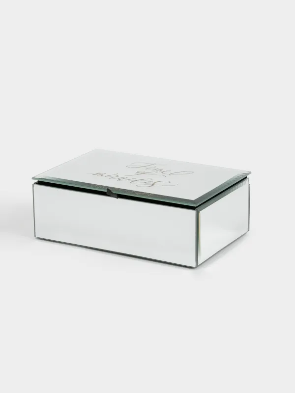 Шкатулка для украшений, 15x10 см, стекло, зеркальная, Merry christmas, Glossy, image-0