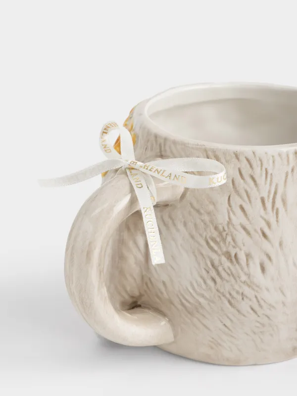 Кружка, 470 мл, керамика D, бежевая, Кролик в цветочном венке, Rabbit in narcis, image-3