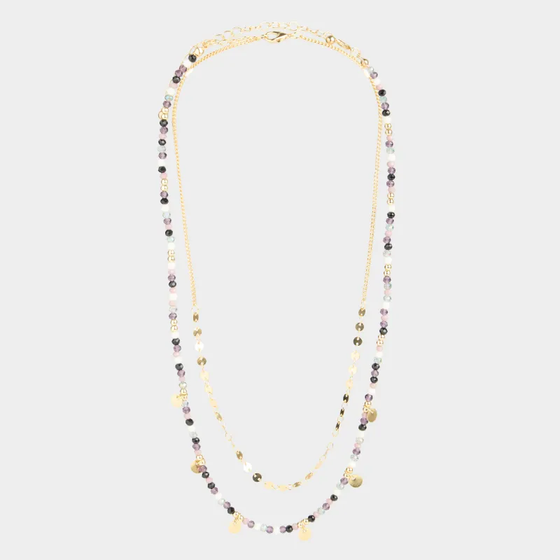 Цепочка, 52 см, 2 шт, металл/пластик, золотистая, Цветные камни, Mineral