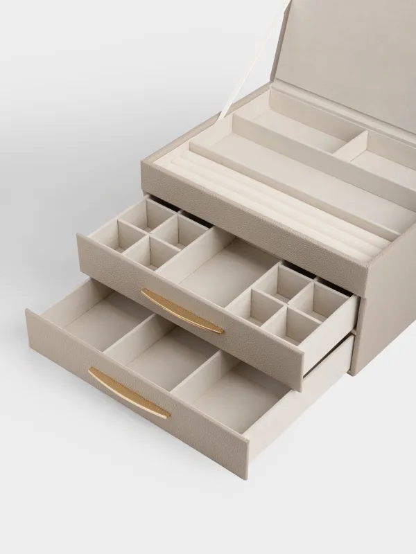 Шкатулка для украшений, 27х22 см, искусственная кожа/МДФ, бежевая, Premiere, image-2