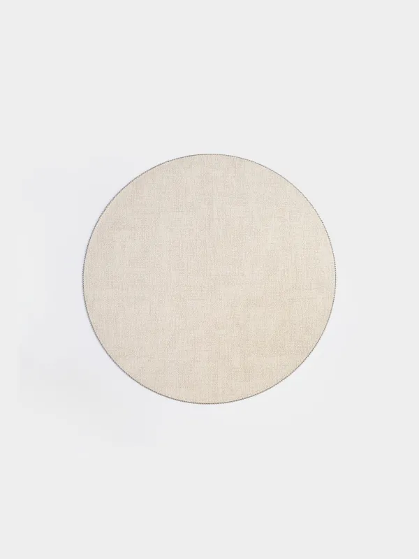 Салфетка под приборы, 38 см, ПВХ/полиэстер, круглая, серо-бежевая, Rock, image-0