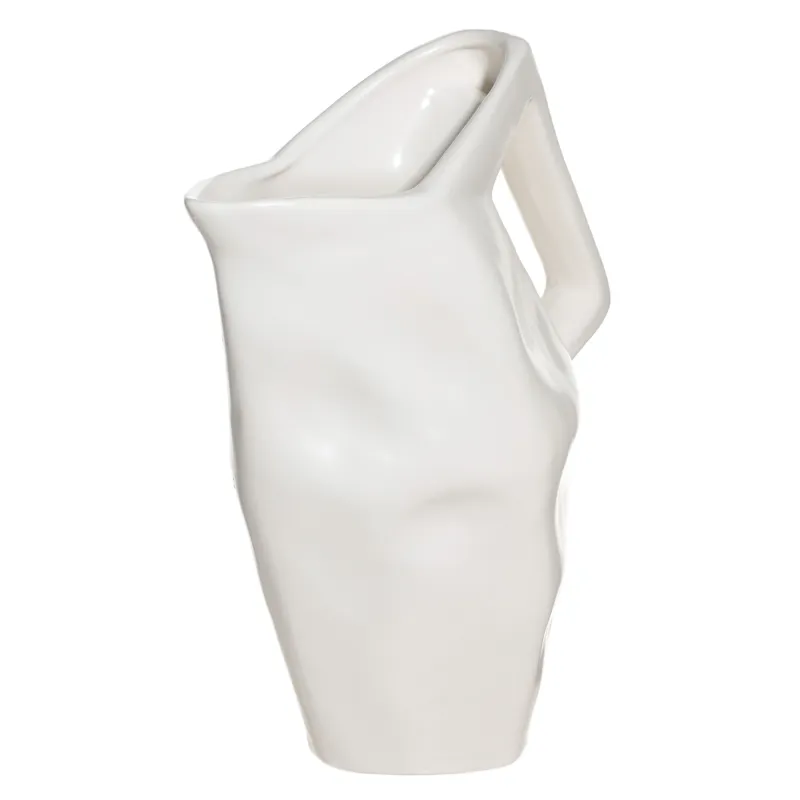Кувшин, 1,6 л, фарфор P, молочный, Мятый эффект, Crumple, image-2