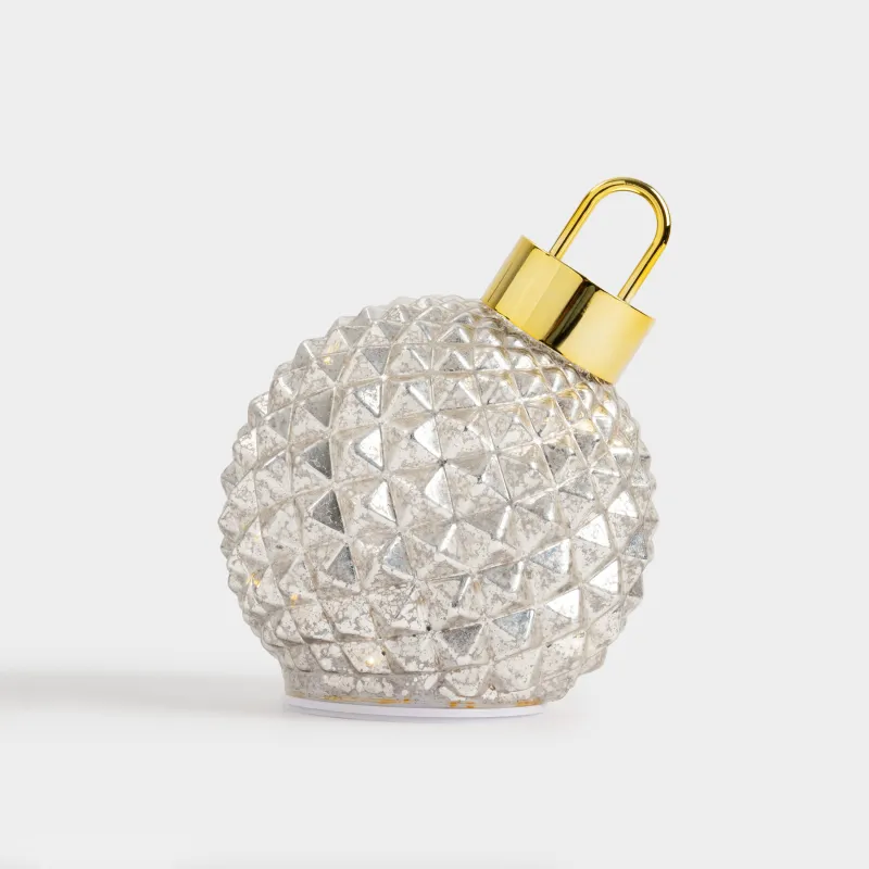 Статуэтка с подсветкой, 15 см, вращающаяся, стекло/пластик, шампань, Елочный шар, Patina