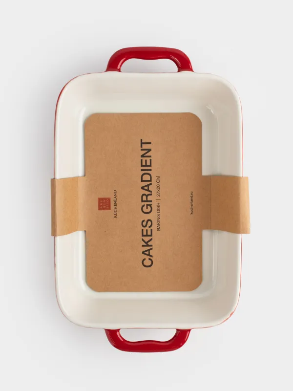 Форма для запекания, 27х20 см, керамика, прямоугольная, бордовая, Градиент, Cakes gradient, image-8