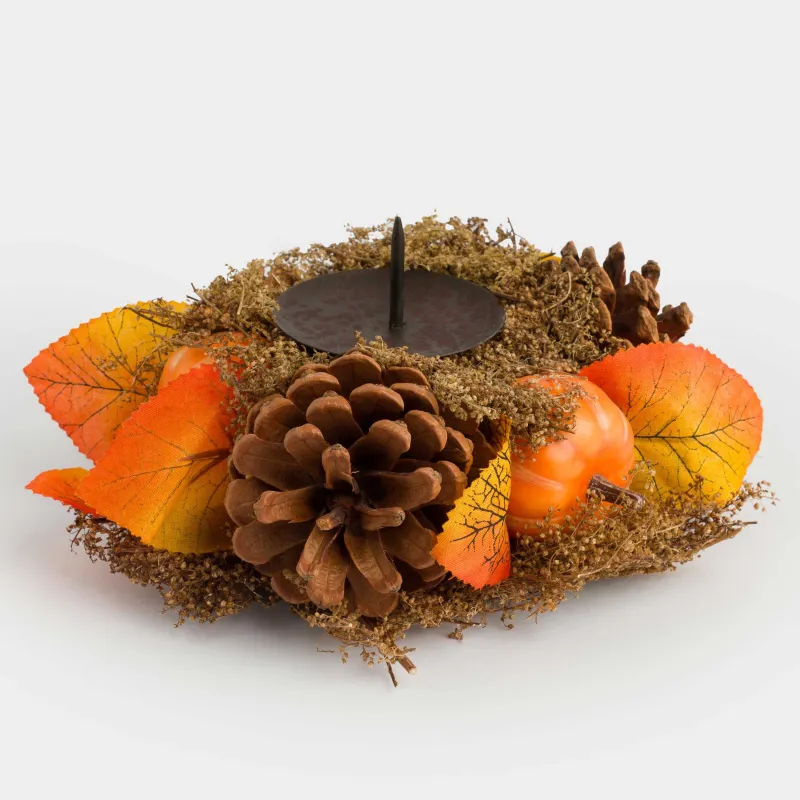 Подсвечник, 22 см, для чайной свечи, пенопласт, Осенняя композиция, Forest symphony, image-2