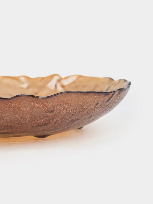 Блюдо глубокое, 22х5 см, стекло, янтарное, Glacial color, image-5