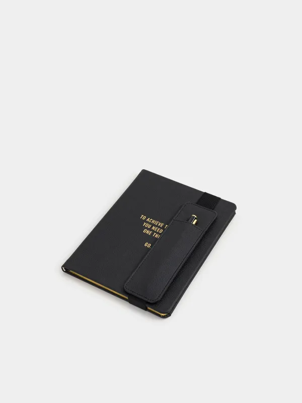 Блокнот для записей, 15х20 см, 80 л, с ручкой, Stationery black, image-3