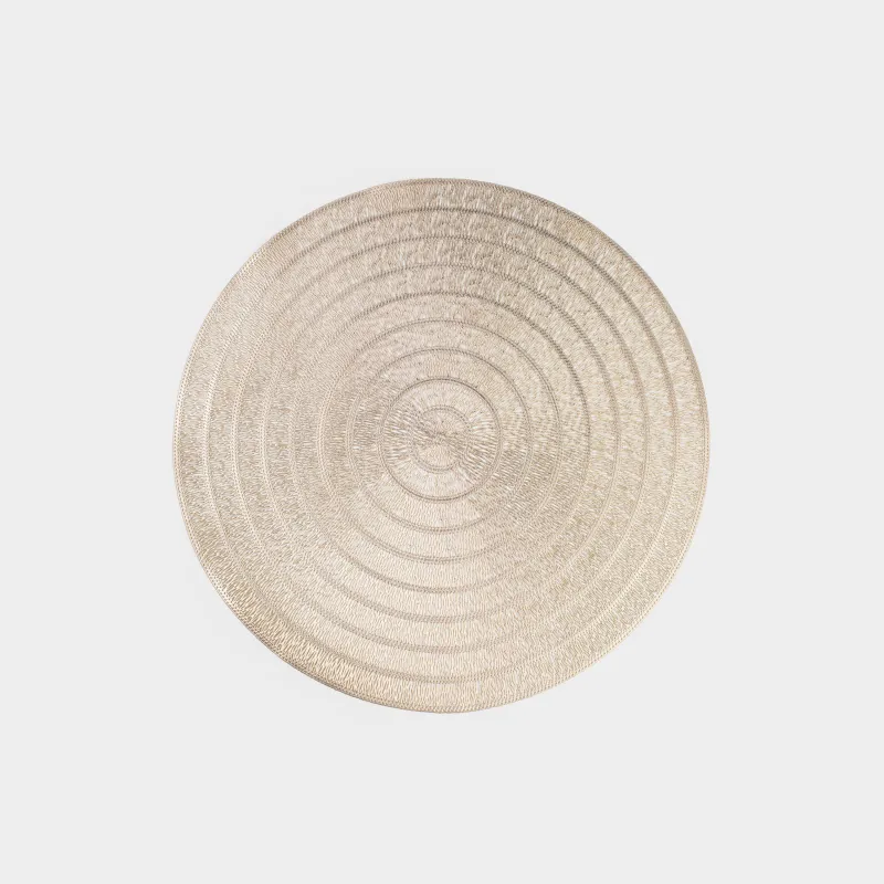 Салфетка под приборы, 38 см, ПВХ, круглая, золотистая, Кольца, Azhur