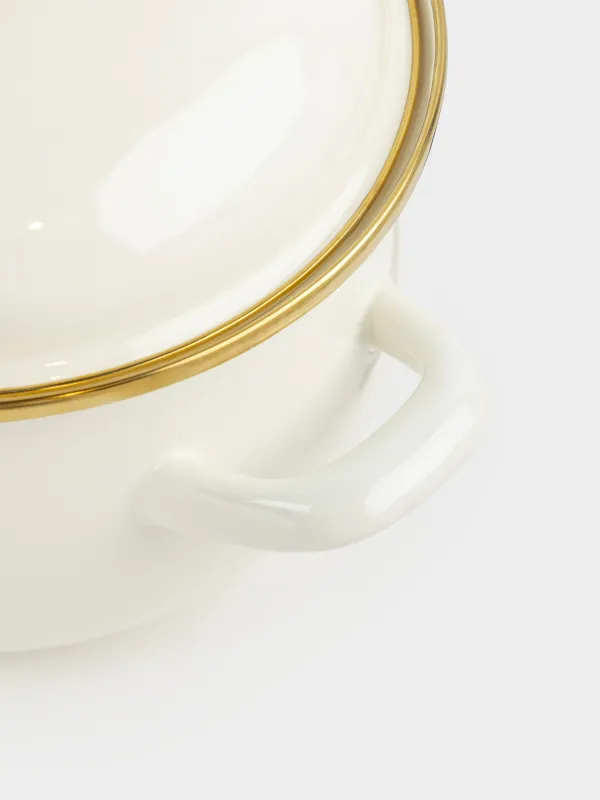 Кастрюля, 20 см, 2,8 л, с крышкой, металл эмалированный/дерево, молочная, Домик, Enamel, image-3