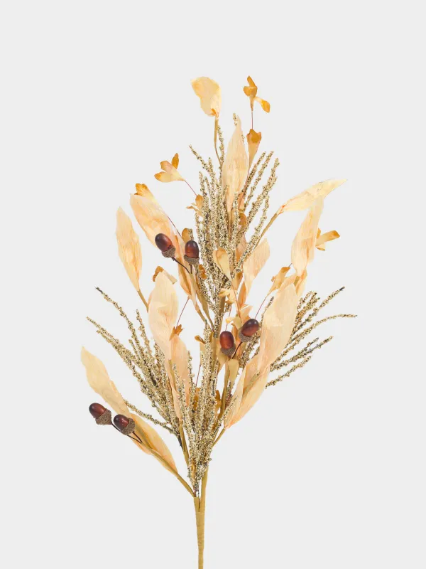 Ветка декоративная, 85 см, полиэстер/пенопласт, Желуди, Slight frost decor, image-1