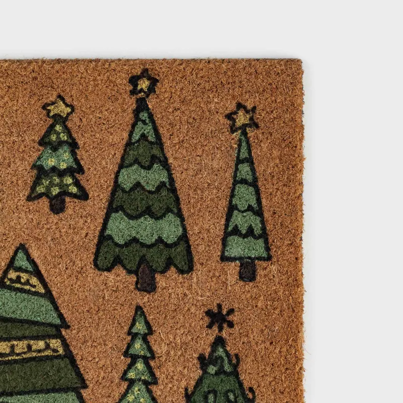 Коврик придверный, 40х60 см, кокос/ПВХ, бежевый, Елки, Door fir, image-1
