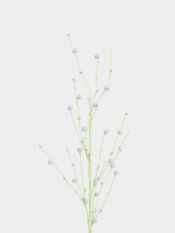 Ветка декоративная, 70 см, Голубые бусины с кристаллами, Balls decor, image-1