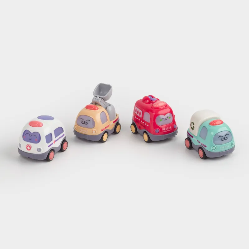 Набор игрушек, 6 см, 4 пр, инерционный, пластик, Машинки, Kids cars