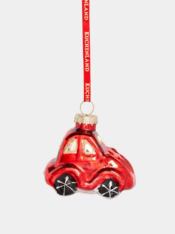 Игрушка елочная, 7х5 см, стекло, красная, Машина, Figure christmas, image-2