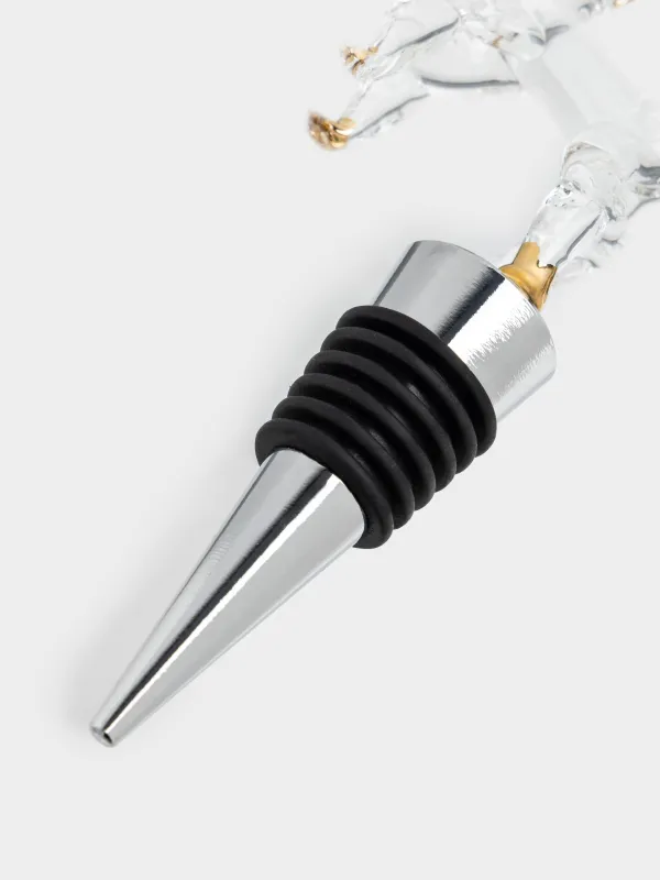 Пробка для винной бутылки, 12 см, сталь/стекло, золотистая, Лошадка, Horse gold, image-2