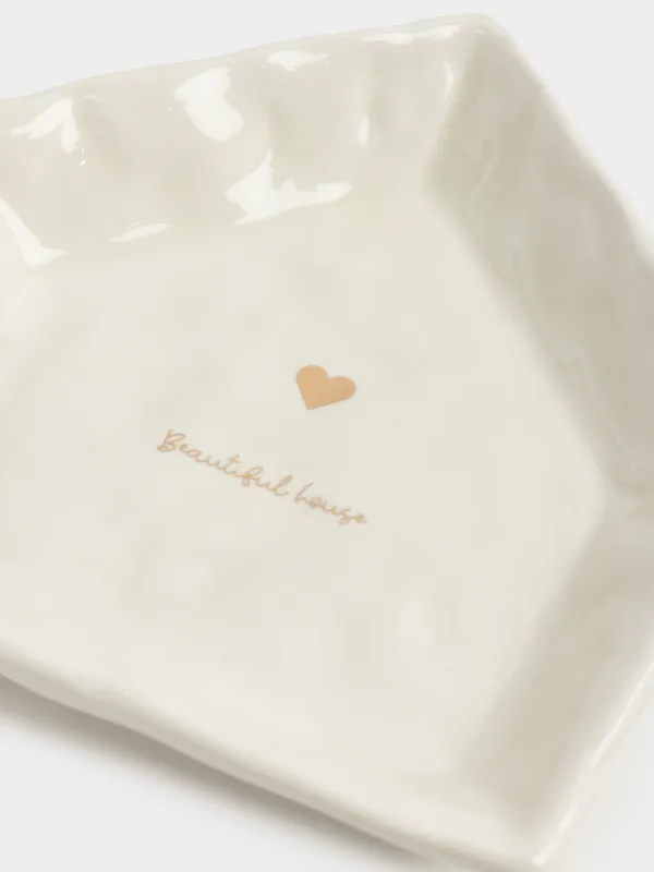 Пиала, 14х3 см, керамика, молочно-золотистая, Beautiful house, Snow sparks, image-4