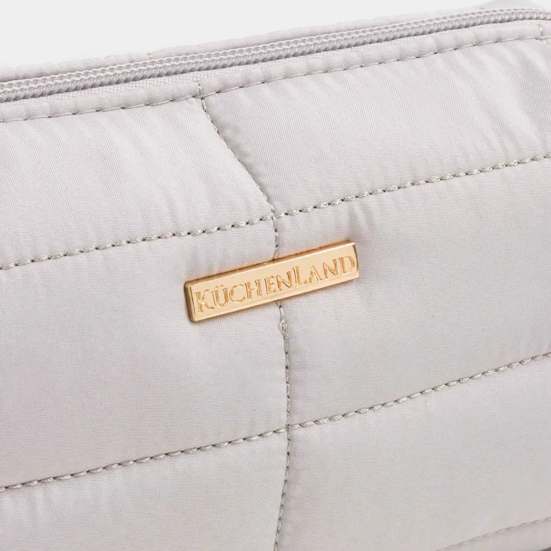 Косметичка, 18х11 см, стеганая, полиэстер, серо-бежевая, One stitch, image-2