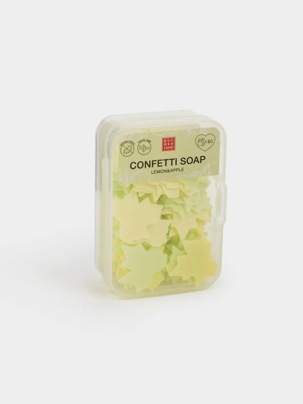 Мыло-конфетти, 2 см, 80 шт, желтое/зеленое, Лимон/Яблоко, Листья, Confetti, image-0