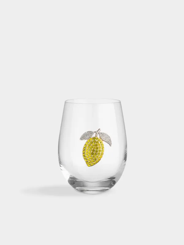 Стакан, 10 см, 520 мл, стекло/металл, Лимон, Lux elements, image-0