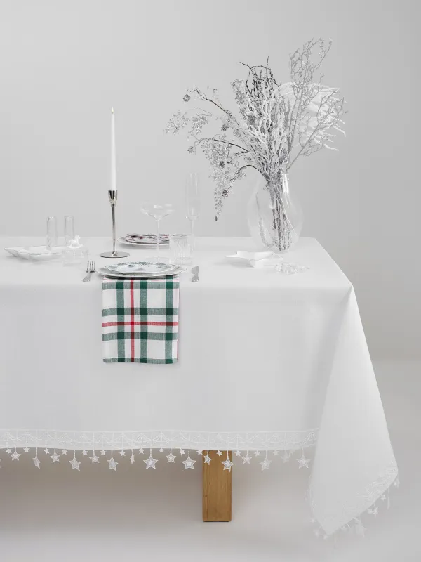 Скатерть, 170х250 см, с кружевом, Звезды, Stars framed, image-0
