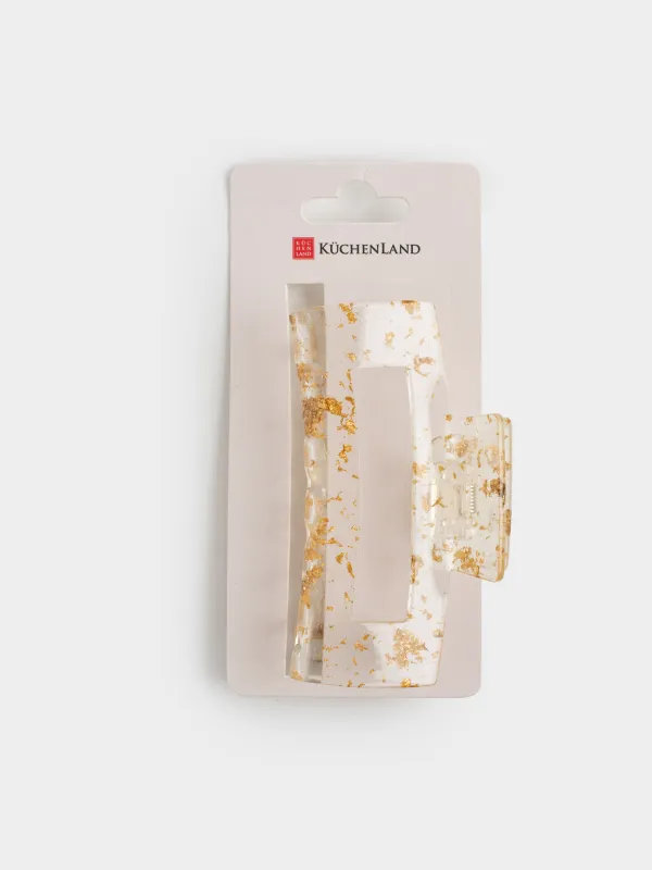 Заколка для волос, 10 см, пластик/металл, золотистая, Крабик, Glam, image-4