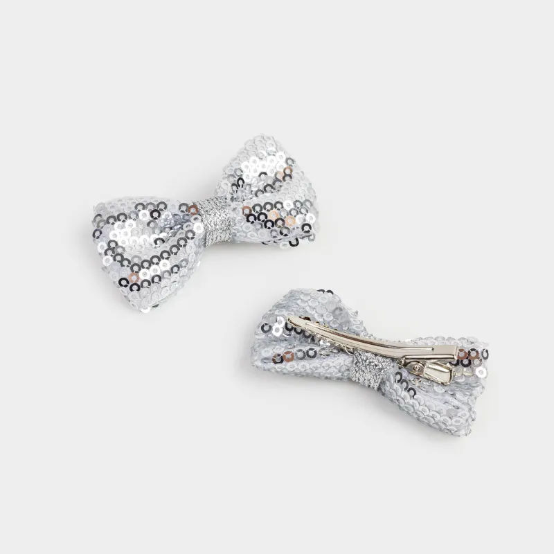 Заколка для волос, 6 см, 2 шт, детская, полиэстер/металл, белая, Бантики, Hairstyle, image-3