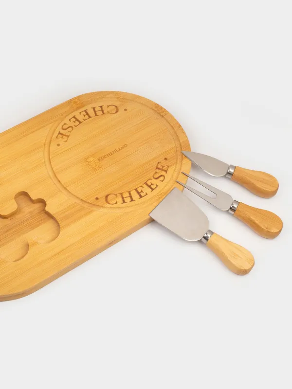 Набор для сыра, 4 пр, доска-подставка, сталь/бамбук, овальный, Cheese, image-4