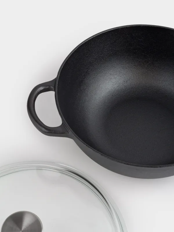 Казан, 27 см, 3,5 л, с крышкой, чугун/стекло Т, черный, Authentic, image-2