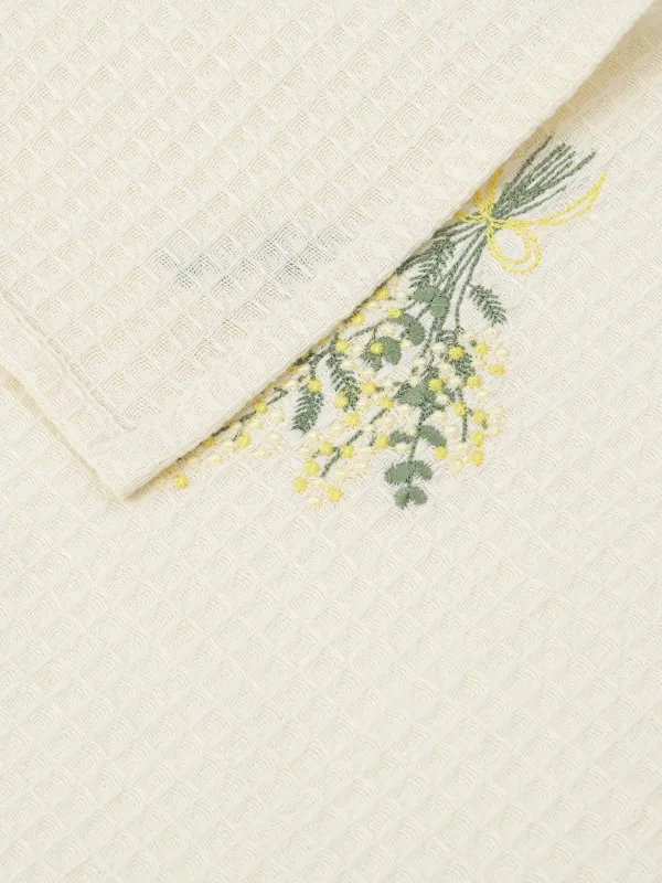 Полотенце кухонное, 40х60 см, хлопок, бежевое, Мимоза, Waffle flower, image-4