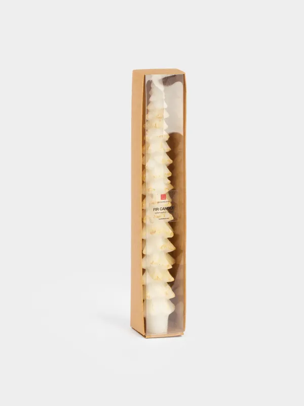 Свеча, 25 см, тонкая, с блестками, шампань, Елка, Fir candle, image-3