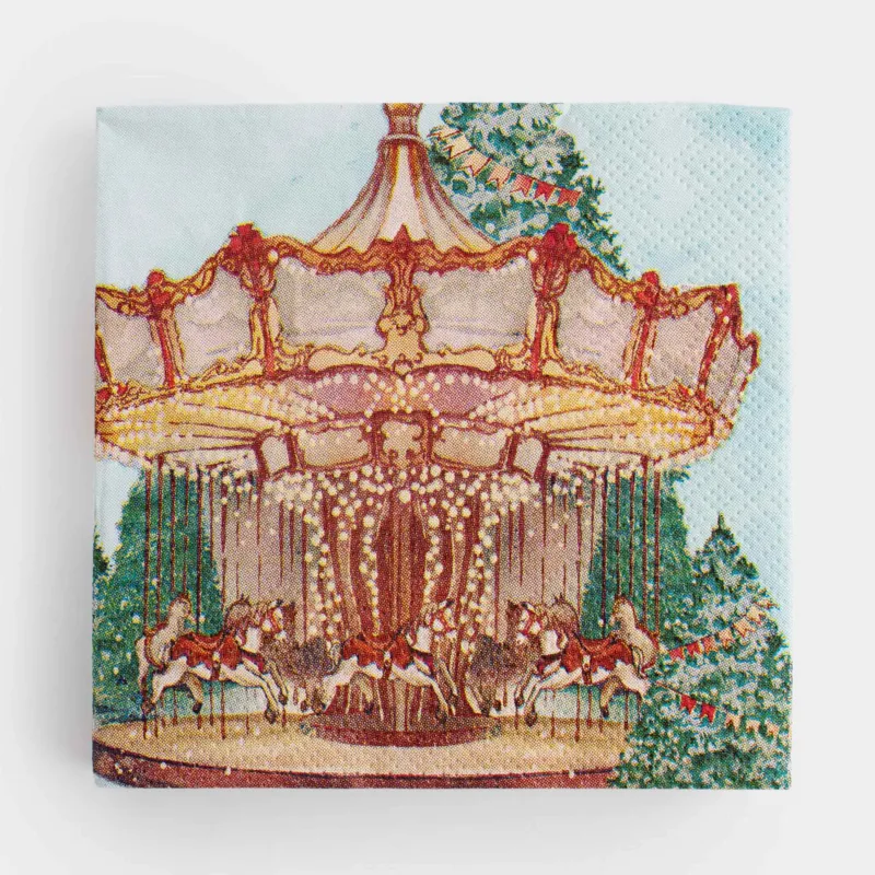 Салфетки бумажные, 21х21 см, 20 шт, квадратные, голубые, Карусель, Carousel