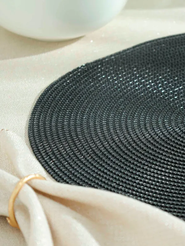 Салфетка под приборы, 30х45 см, полиэстер, овальная, черная, Circle shine, image-5