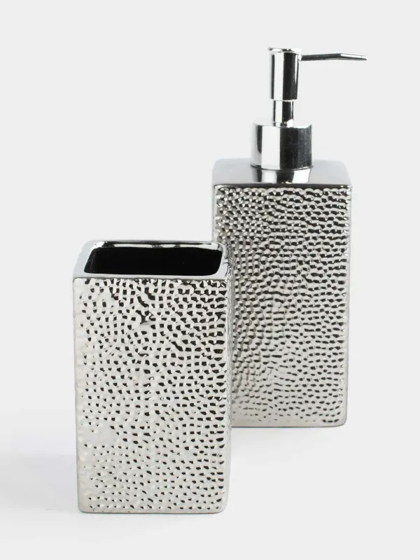 Набор для ванной, 2 пр, керамика D/металл, серебристый, Gallant, image-2