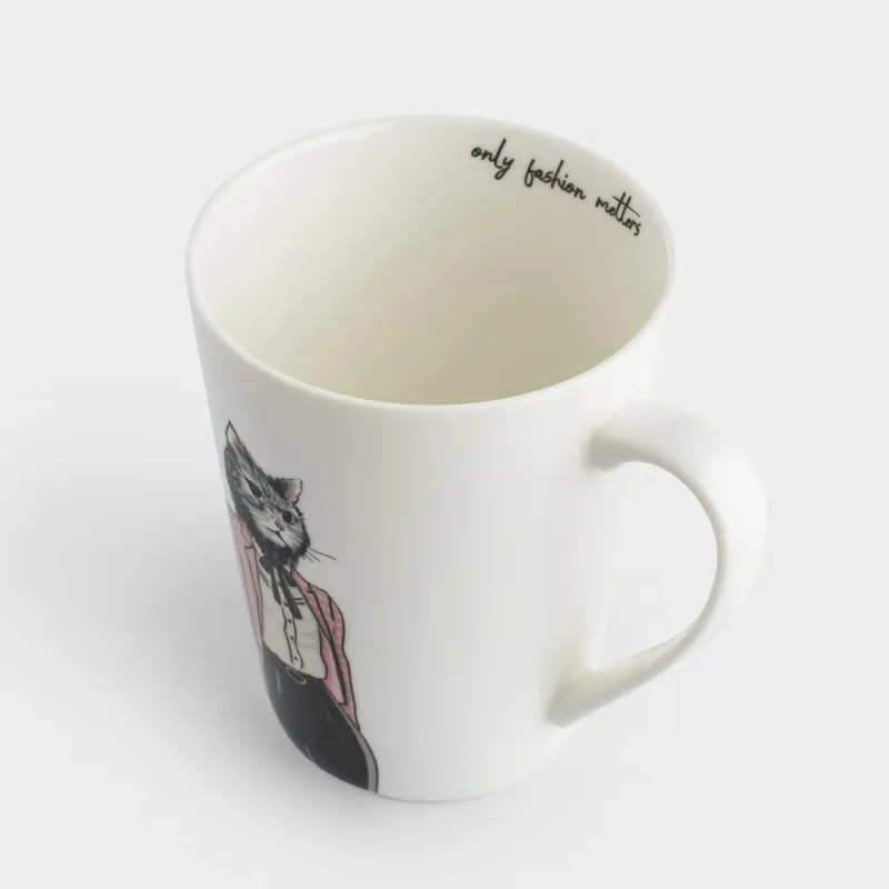 Кружка, 420 мл, фарфор N, белая, Кошка в костюме, On style, image-2