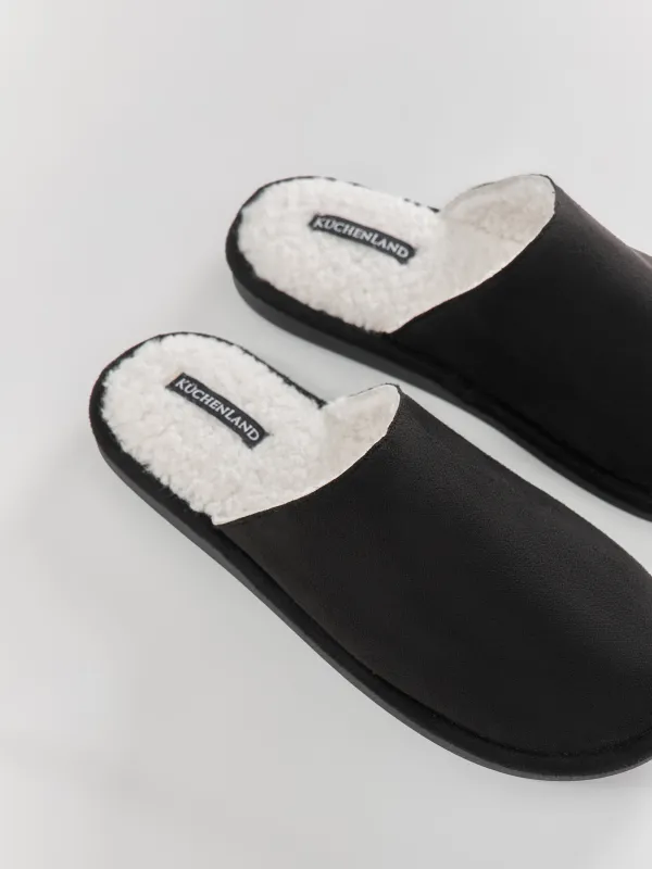 Тапочки мужские, домашние, вельвет/шерпа, черные, Statham, image-3