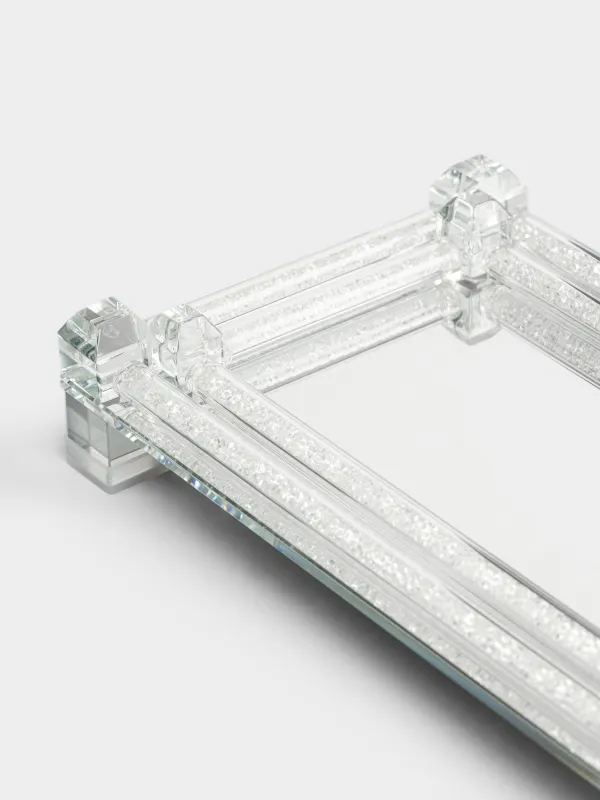 Поднос, 25x14 см, Серебристые кристаллы, Lux crystal, image-4