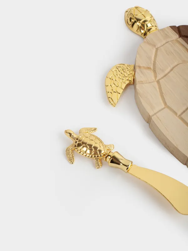 Блюдо сервировочное, 19х30 см, с ножом, дерево/металл, Черепаха, Noble tree, image-2