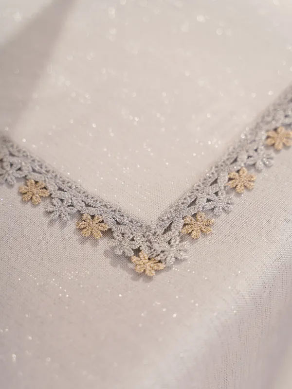 Салфетка под приборы, 30х45 см, полиэстер, прямоугольная, белая, Цветочное кружево, Flower lace, image-3