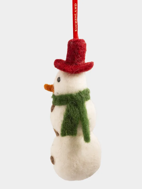 Игрушка елочная, 5x13 см, полиэстер, белая, Снеговик, Figure Christmas Fuzz, image-1