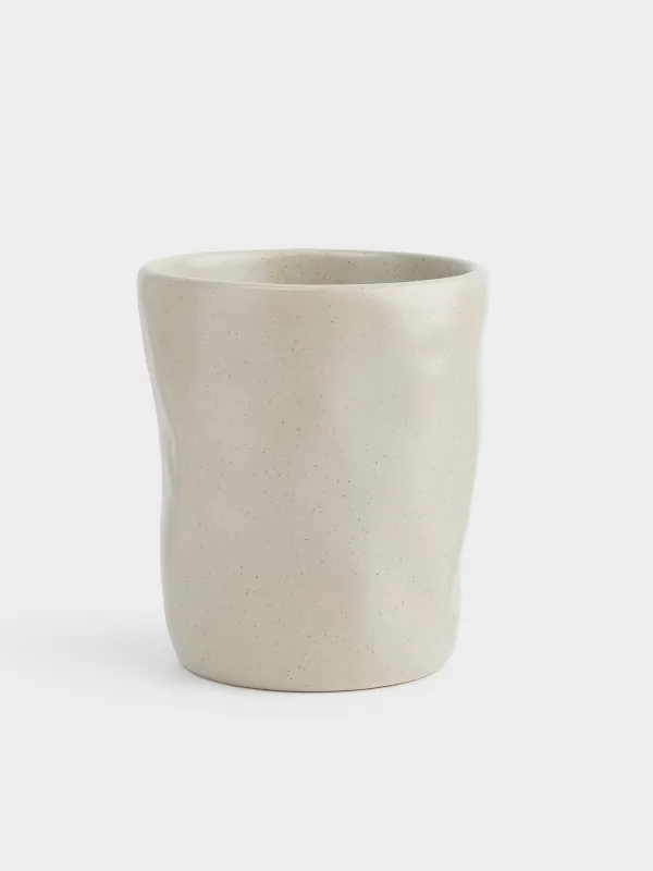 Стакан, 10 см, 320 мл, керамика K, бежевый, Мятый эффект, Crumple creme, image-0