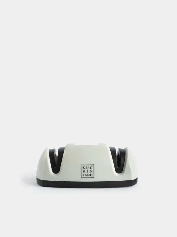 Точило для ножей, 11 см, два этапа заточки, пластик/керамика, черно-белое, Grinding, image-0