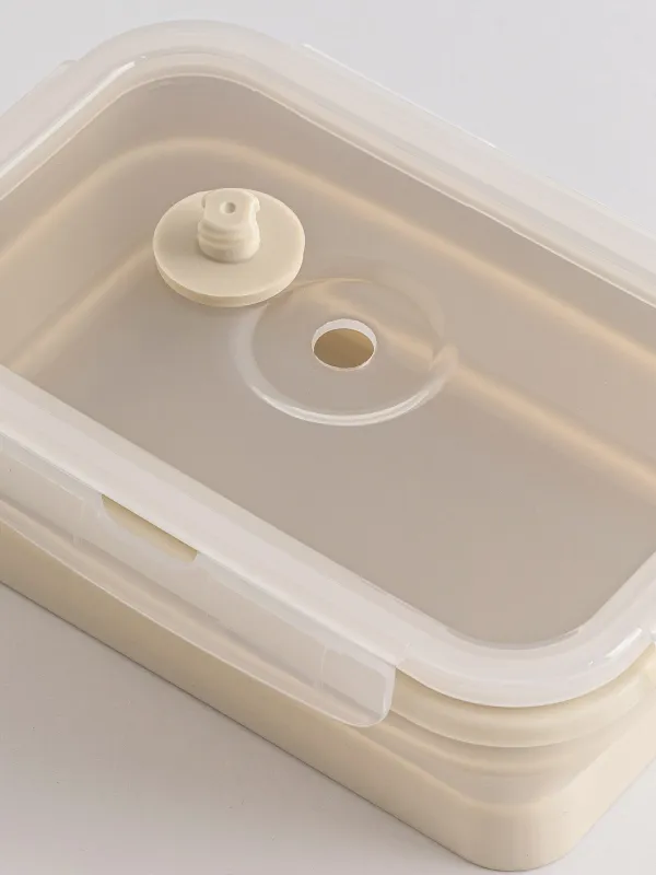 Контейнер, 540 мл, складной, с клипсами, силикон/пластик, бежевый, Portable, image-1