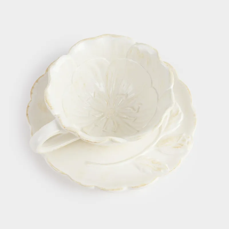 Пара чайная, 1 перс, 2 пр, 320 мл, керамика D, молочно-бежевая, Цветок, Bloome, image-1