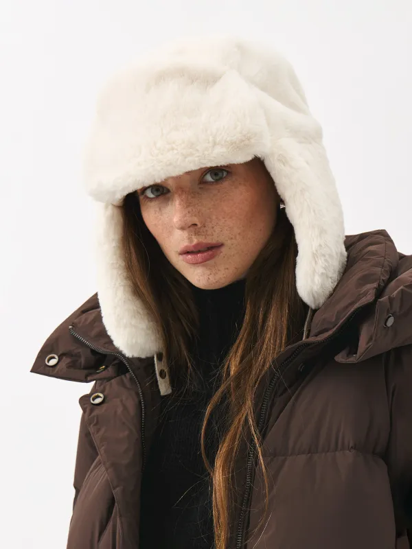 Шапка-ушанка женская, единый размер, искусственный мех, молочная, Furry, image-2