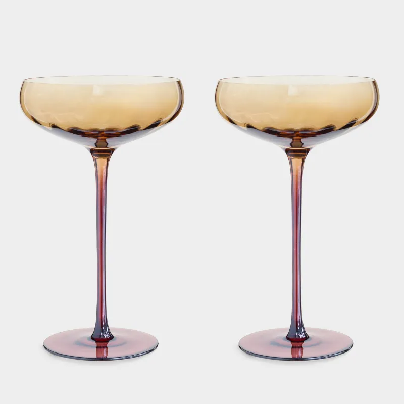 Бокал-креманка для шампанского, 220 мл, 2 шт, стекло, янтарно-коричневый, Filo R color