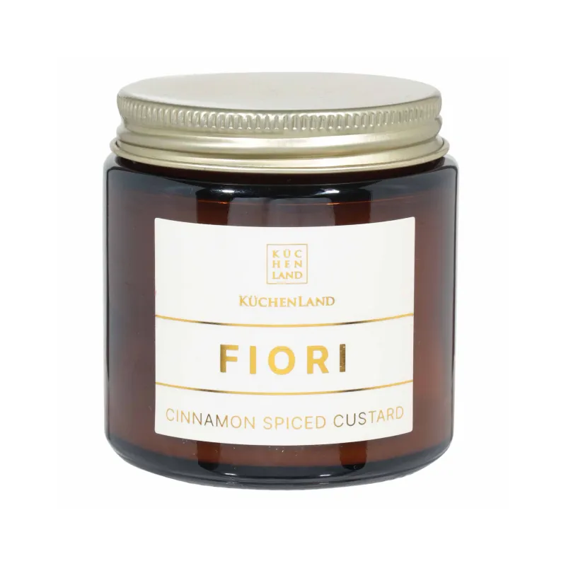 Свеча ароматическая, 6 см, в подсвечнике, с крышкой, стекло, Cinnamon Spiced Custard, Fiori