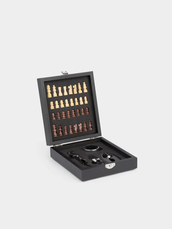 Набор сомелье, 4 пр, в коробке, сталь/пластик/дерево, черный, Шахматы, Bar, image-0