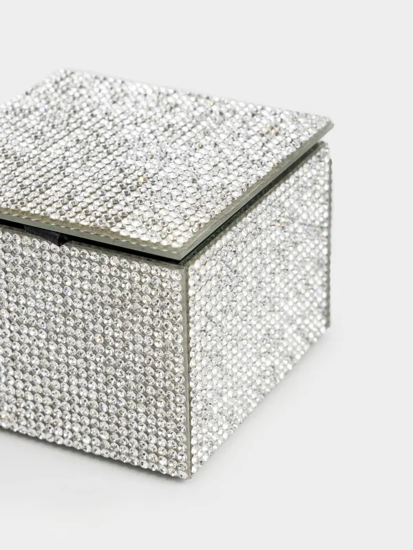 Шкатулка для украшений, 9х9 см, стекло, Серебристые кристаллы, Glossy crystal, image-3
