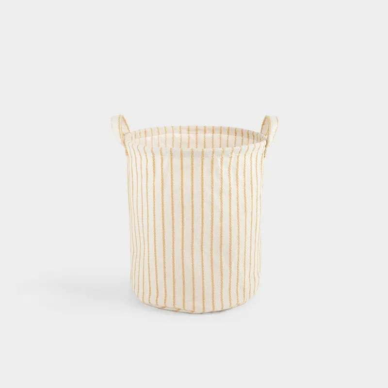 Сумка для хранения белья, 30х35 см, с ручками, полиэстер, круглая, экрю, Полосы, Stripe